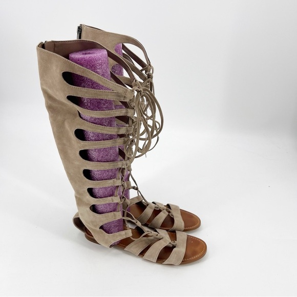 Vince Camuto Marcellin Tall Suede Tan Gladiator Sandals Size 9 - Picture 1 of 8